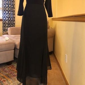 Black Chiffon Midi Long Skirt SZ 10